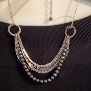 Pretty silver and dark gray bead necklace